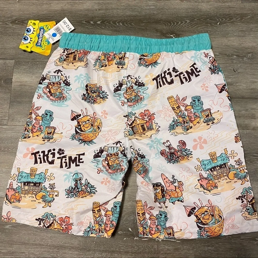 SpongeBob | Big Kahuna Tiki Time Swim Trunks Board Shorts For Men NEW